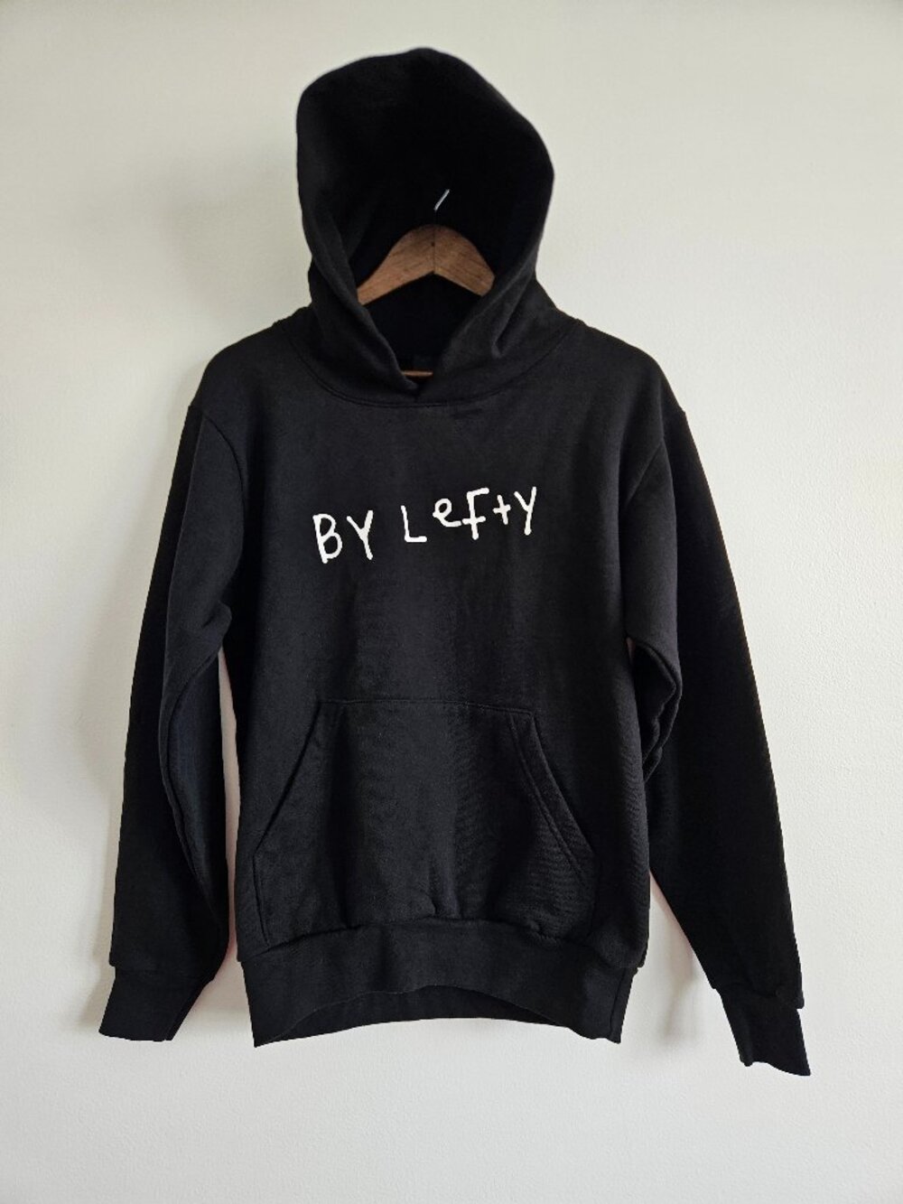 By Lefty S Small Hoodie Black Sweater Mens Kangaroo Pocket 100% Cotton